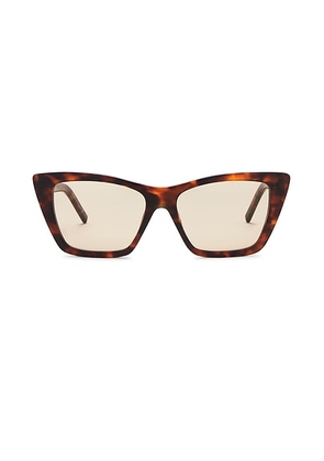 Saint Laurent Cat Eye Sunglasses in Havana & Brown. Size all.