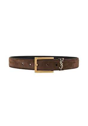 Saint Laurent Carree Passant Cassandre Ceinture Boucle Belt in Brown Coffee - Brown. Size 65 (also in 70, 75, 80, 85, 90, 95, 100).