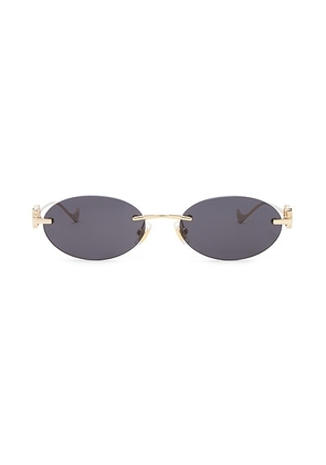 Valentino Garavani Bejewelled Oval Sunglasses in Gold & Grey - Metallic Gold. Size all.