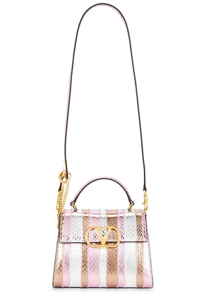 Valentino Garavani VSLING Elaphe Striped Top Handle Bag in Rosa  Giacinto  & Old Rose - Metallic Bronze,Pink. Size all.