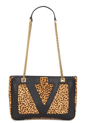 Valentino Garavani Viva Superstar Animalier Small Tote Bag in Biscotto  Bark Brown  & Nero - Brown. Size all.