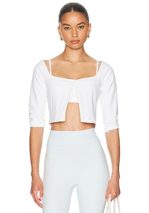 437 The Cropped Cardigan in White - White. Size XS (also in S, M, L, XL).