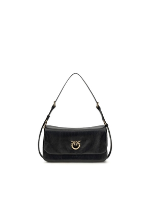 PINKO Black Calf Leather Bos Taurus Shoulder Bag