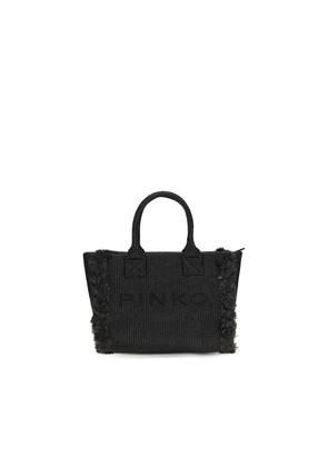 PINKO Black Raffia Shoulder Bag