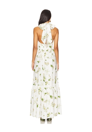 Camilla Ruffle Hem Halter Dress in White. Size S. Also in XS.