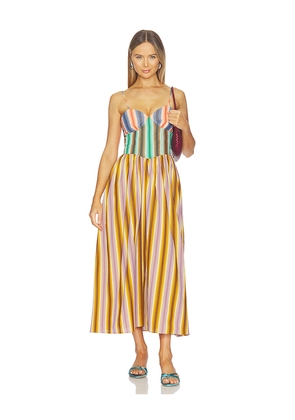 CeliaB Duku Dress in Burnt Orange,Teal. Size XS. Also in XXS, S, M, L, XL, XXL.