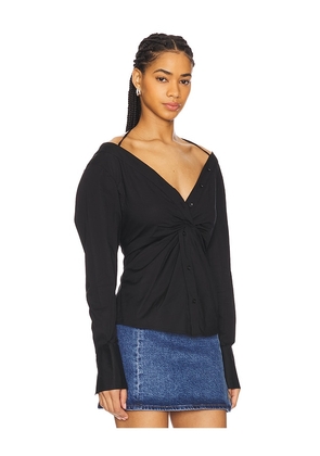 Good American Poplin Off Shoulder Top in Black. Size XS. Also in S.