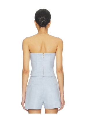 Generation Love Ellery Chambray Suiting Bustier in Baby Blue. Size XS. Also in S, M, L, XL.