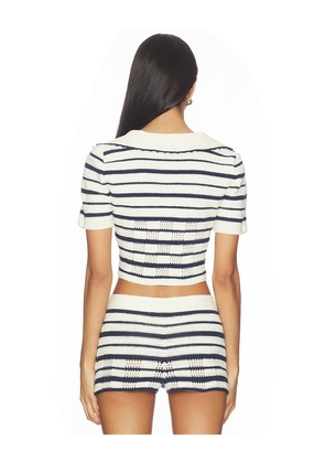 My Beachy Side Vera Hand-crocheted Polo Top in Navy. Size S. Also in M, L.
