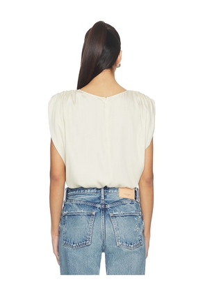 Moussy Vintage Satin Shell Cap Top in Beige. Size S. Also in L.