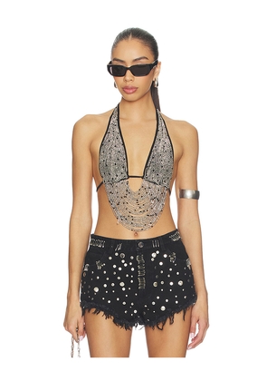 Leslie Amon x REVOLVE Round Floating Desert Top Silver in Metallic Silver. Size S. Also in XS.