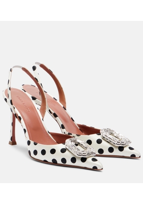 Amina Muaddi Camelia polka-dot satin slingback pumps