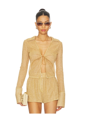 Oseree Lumiere Slim Shirt in Metallic Gold. Size S. Also in M, L.