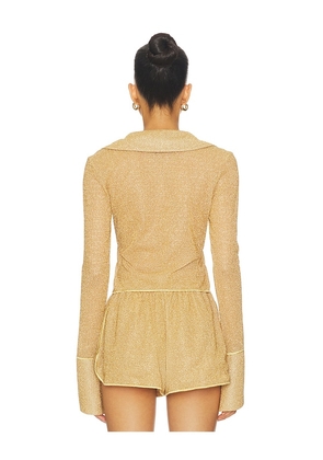 Oseree Lumiere Slim Shirt in Metallic Gold. Size S. Also in L, M.