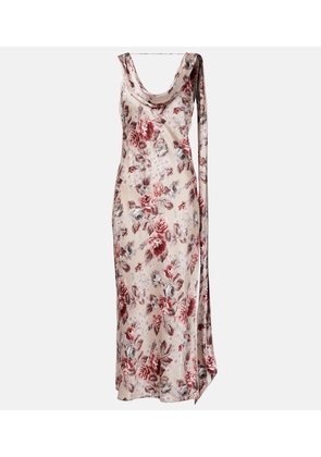 Acne Studios Scarf-detail floral midi dress