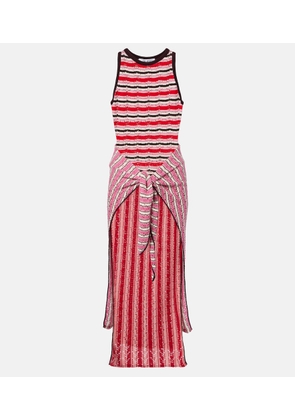 The Attico Striped crochet cotton midi dress