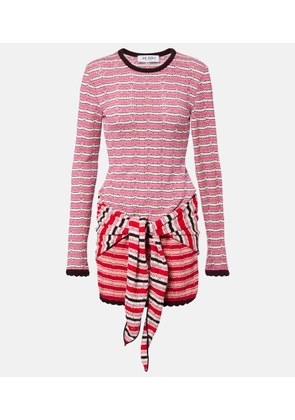 The Attico Striped crochet cotton minidress