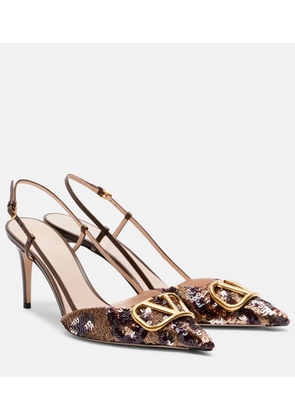 Valentino Garavani Signature VLogo sequined slingback pumps