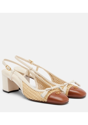 Valentino Garavani Valet Du Roi leather-trimmed slingback pumps