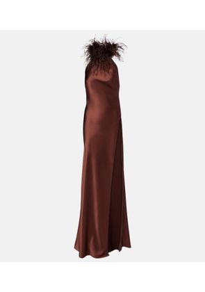 The New Arrivals Ilkyaz Ozel Jazzy embellished feather-trimmed gown