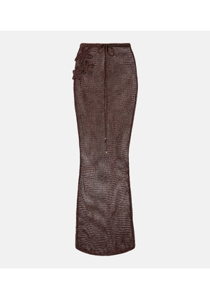 Bananhot Cori open-knit lame maxi skirt