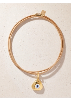 Lauren Rubinski - 14-karat Gold, Leather And Enamel Necklace - One size
