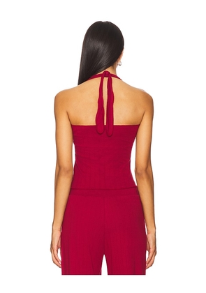 VIR VITA Pointelle Halter Top in Red. Size XL. Also in S, XS, M, L.