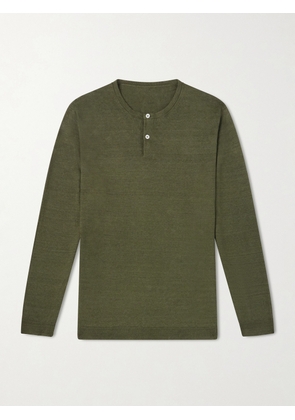 Anderson & Sheppard - Linen Henley T-Shirt - Men - Green - XS