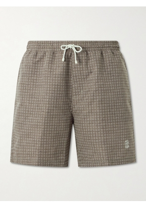 Brunello Cucinelli - Straight-Leg Mid-Length Printed Swim Shorts - Men - Green - XS