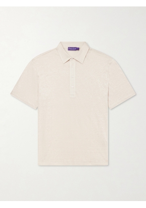 Ralph Lauren Purple Label - Logo-Embroidered Linen-Jersey Polo Shirt - Men - Neutrals - S