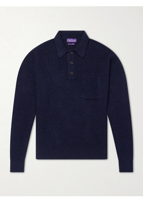Ralph Lauren Purple Label - Silk and Linen-Blend Polo Sweater - Men - Blue - S