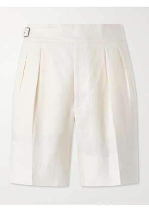 Ralph Lauren Purple Label - Straight-Leg Pleated Linen Shorts - Men - Neutrals - UK/US 30