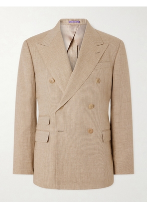 Ralph Lauren Purple Label - Double-Breasted Linen, Cotton and Silk-Blend Suit Jacket - Men - Neutrals - UK/US 36
