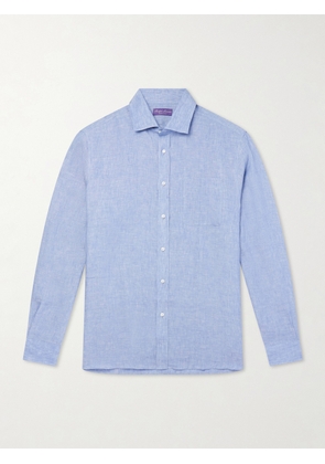 Ralph Lauren Purple Label - Camp-Collar Linen-Chambray Shirt - Men - Blue - S