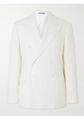 Ralph Lauren Purple Label - Double-Breasted Herringbone Linen Suit Jacket - Men - White - UK/US 36