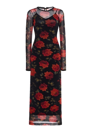 Carolina Herrera Floral Mesh Maxi Dress - Moda Operandi