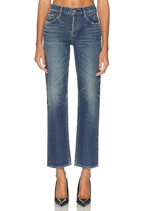 Moussy Vintage Hadley Straight Low Rise Jeans in Blue - Blue. Size 25 (also in 26, 28, 29).