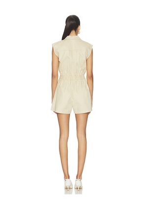 Central Park West Goldie Trench Detail Romper in Beige. Size S. Also in XS, M, L, XL.
