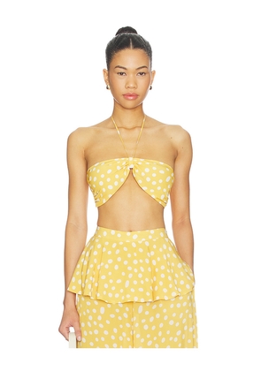 ADRIANA DEGREAS x REVOLVE Bandeau Top in Mustard,White. Size S. Also in XS, M, L.