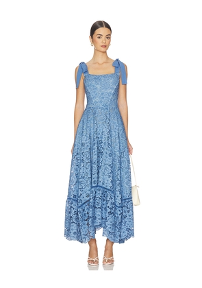 Alice + Olivia Rosalee Lace Bustier Maxi Dress in Blue. Size 4. Also in 2, 6, 8.