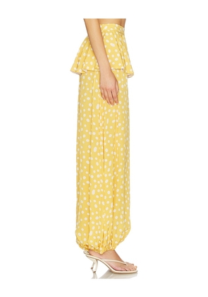 ADRIANA DEGREAS x REVOLVE Peplum Pant in Mustard,White. Size S. Also in L.