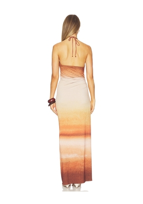 Baobab Blake Maxi Dress in Brown,Orange. Size XS. Also in S, L, XL.