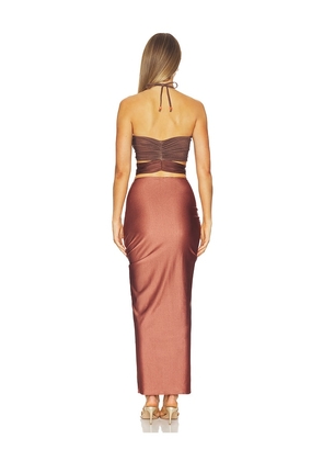 Baobab Dawn Maxi Dress in Metallic Copper. Size XS. Also in S, M, L, XL.
