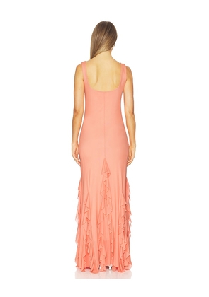 Especia Radiant Peach Long Dress in Coral. Size XS. Also in S, L, XL.