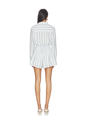 HEARTLOOM Ambroise Romper in White,Blue. Size XS. Also in S, L.