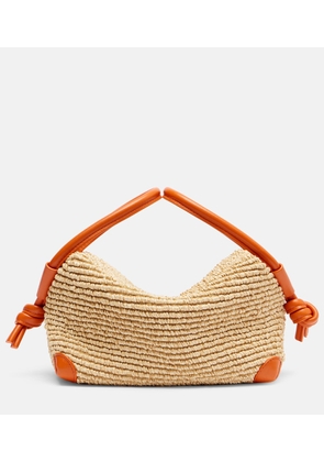 Bottega Veneta Loop leather-trimmed raffia tote bag