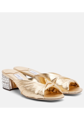 Jimmy Choo Mala embellished metallic leather mules