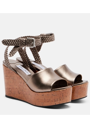 Jimmy Choo Jory metallic leather wedge sandals