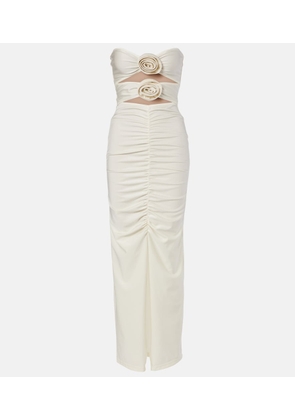 Adriana Degreas Cutout floral-applique ruched midi dress