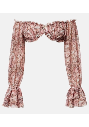 Bananhot Elma off-shoulder paisley crop top